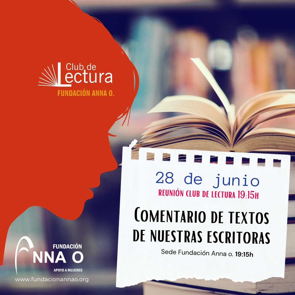 Próxima reunión Club de Lectura Fundación Anna O. 28 de junio