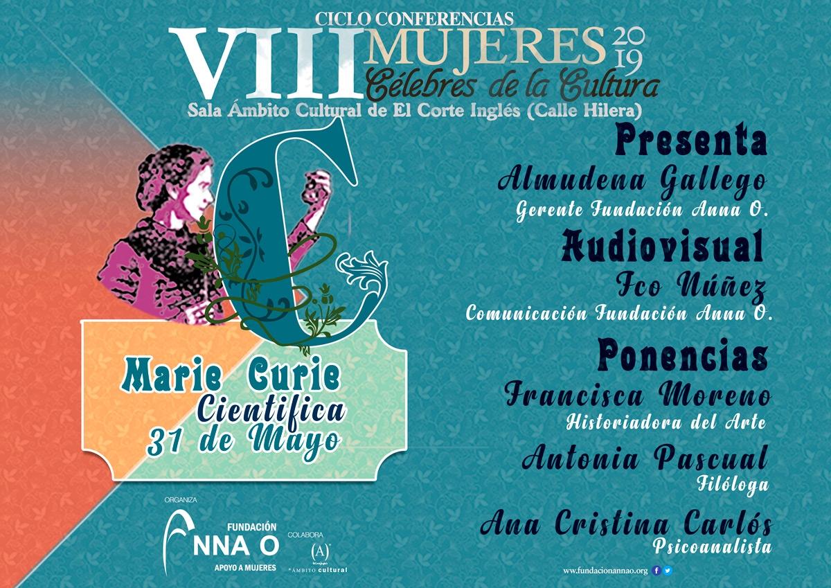 La científica Marie Curie protagonista de la próxima conferencia del ciclo Mujeres Célebres de la Cultura