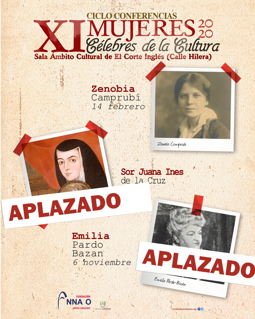 Aplazada la conferencia sobre Emilia Pardo Bazán del ciclo Mujeres Célebres de la Cultura.